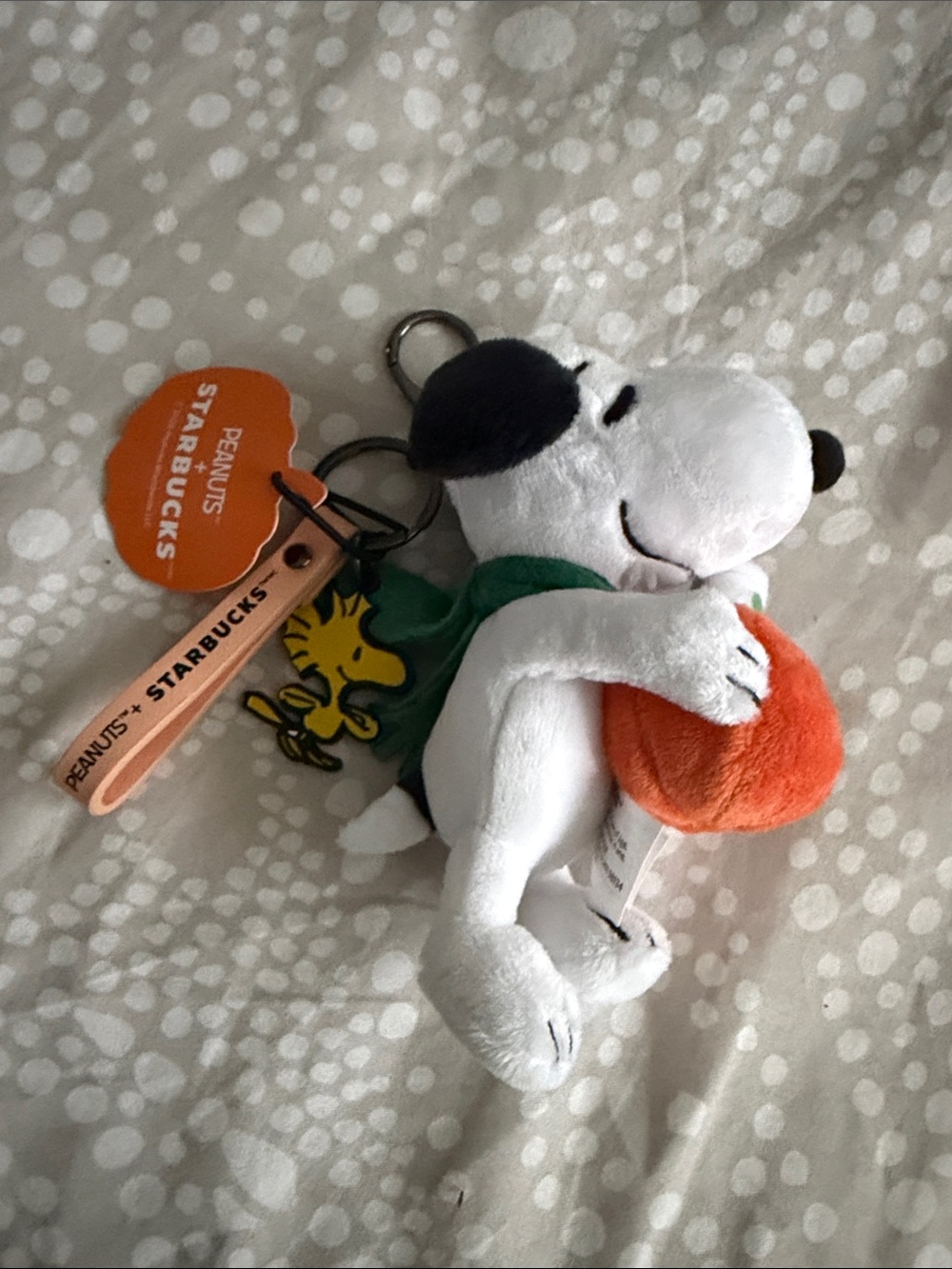 Starbucks Peanuts Snoopy Woodstock pumpkin fall Plush Keychain by Peanuts NWT